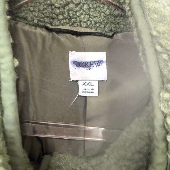 NWT J.Crew Mixed Media Sherpa Coat Jacket in Distressed Fatigue Olive Green XXL - Picture 6 of 9